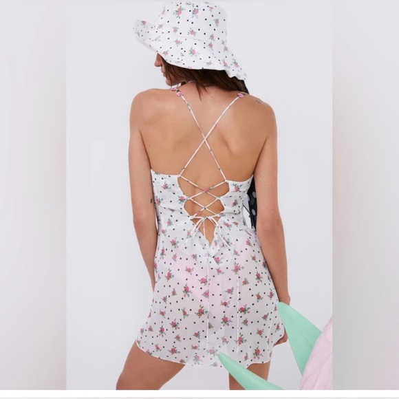 For Love And Lemons White Pink Mini Dress - Picture 3 of 14